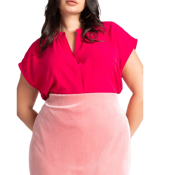 Eloquii Women's Notch Collar Blouse Top - Picture 1 of 11